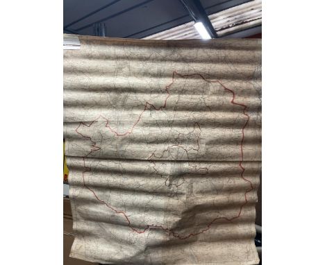 AN OLD ORDNANCE SURVEY MAP COVERING LANCASHIRE, CHESHIRE AND STAFFORDSHIRE APPROX 116 X 100 CM 