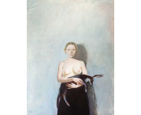 Natacha IVANOVA (1975) Self Portrait with Hare  Oil on canvas, 130 x 97cm