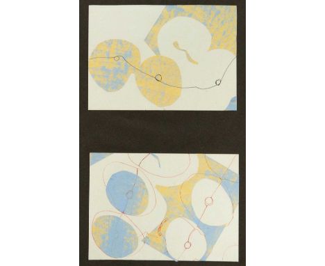 Min WARDMAN (1951-2024) Untitled Two mixed media collages framed as one, studio stamp verso, each 15cm x 21cm, 51cm x 40cm fr