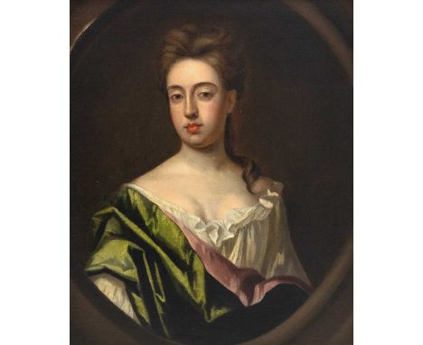 Circle of Godfrey KNELLER (1646-1723) Portrait of a Lady in a Green Gown  Oil on canvas (lined), 76 x 63cm, framed 94 x 81cmT