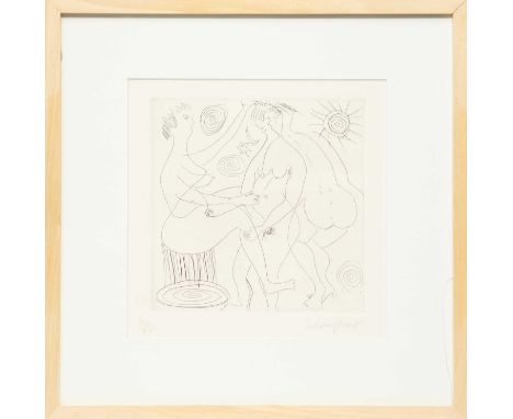 Terry FROST (1915-2003) '3 Graces' circa 1980  Etching, numbered 24/25, signed and framed, plate 19.5cm x 20cm, 39cm x 39cm f