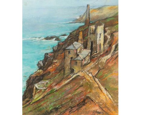 Michael J. PRAED (1941) Levant Engine Houses  Pastel on paper, signed, 41 x 35cm, 57 x 50cm framed.
