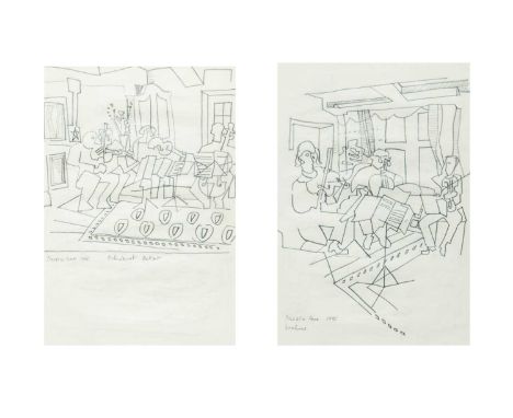 Bryan INGHAM (1936-1997) Two works   Brahms, Prussia Cove, 1995, pencil on paper, inscribed and dated, 30 x 21xm, framed 40 x