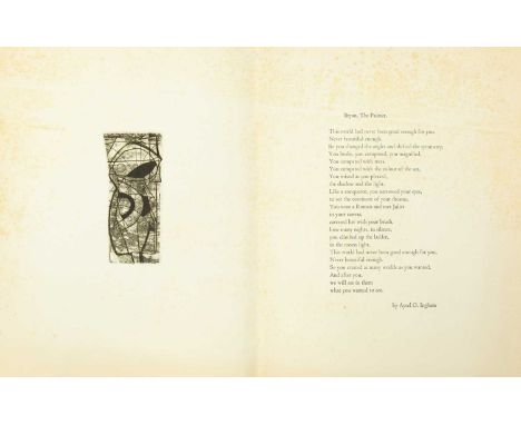 Bryan INGHAM (1936-1997) Bryan, The Painter Etching, 13cm x 6cm, together with a poem written by Aysel O. Ingham