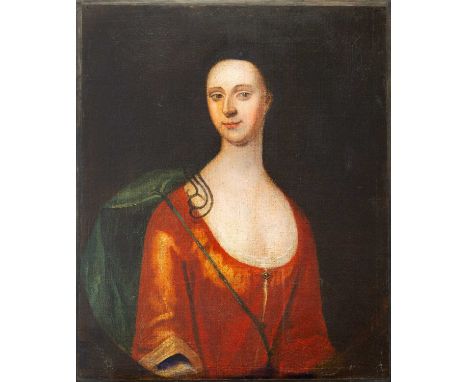 Early to mid 18th century English provincial school Portrait of a lady, oil on lined canvas, 76x63cm
