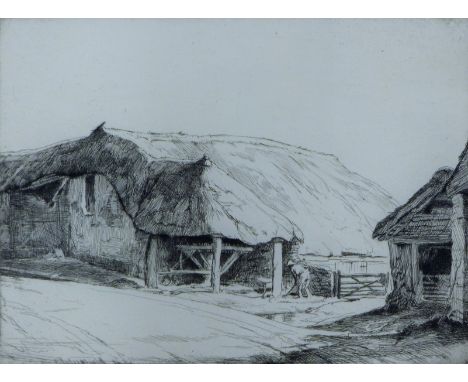 SOPER, GEORGE (1870-1942) British, Old Linhays Dunsford, Devon, etching, dated 1919. 16 cm x 21 cm.