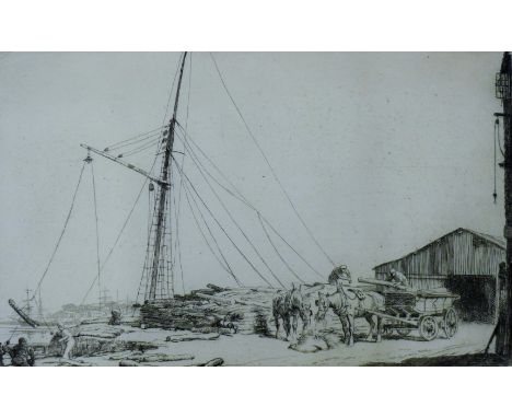 SOPER, GEORGE (1870-1942) British, Pit Props for the Trenches, etching. 12.5 cm x 20 cm.