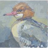 HASLEN, ANDREW (born 1951) British (AR), Merganser, acrylic on canvas, signed. 40 cm x 40 cm.