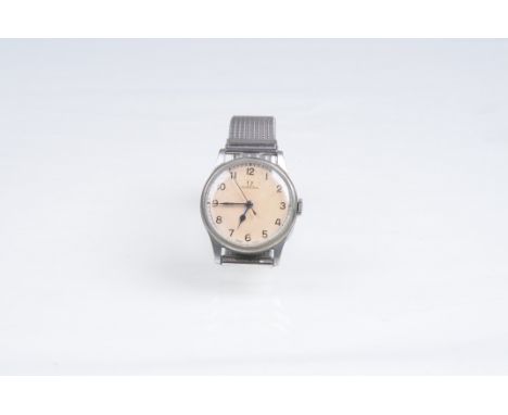 Omega: A WWII RAF issue gentleman's wristwatch
The cream Arabic dial with outer minute track, signed Omega, the round stainle