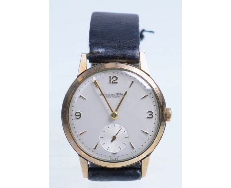 International Watch Company: a gentleman's 9ct gold cased manual wind wristwatch
The cream dial having hourly batons and Arab