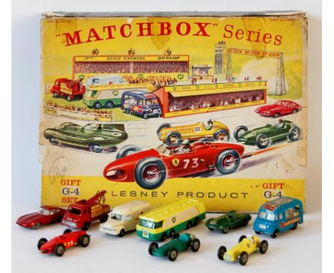 A Matchbox Series boxed gift set no.G-4 'Grand Prix' race track set
Containing vehicles from series no.13, 14, 19, 32, 41, 47