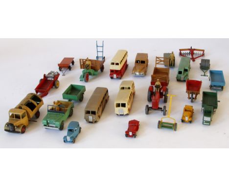 Twenty-five unboxed diecast Dinky and Dinky Dublo vehicles and equipment
Comprising Bedford refuse van, Land Rover, matching 