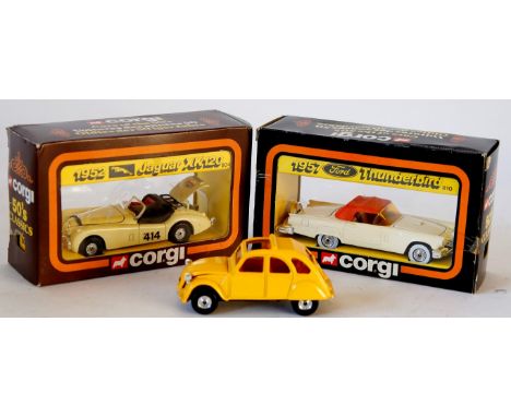 Nine Corgi and one Matchbox boxed diecast vehicles 
Comprising Corgi, Jaguar XK120 no.803, Jaguar XK120 804, Thunderbird 810,