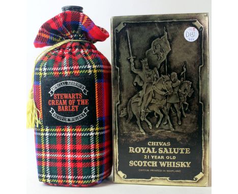 2 bottles Deluxe Scotch Whisky comprising:
1 bottle Chivas Royal Salute 21yo in Spode porcelain Decanter (Blue Velvet sack in