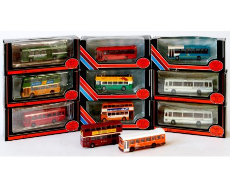 Forty-nine boxed 1:76 scale diecast buses by Exclusive First Editions
In a combination of larger and smaller boxes.