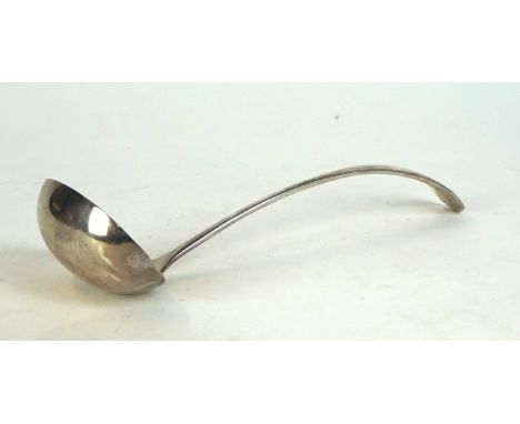 A George V hallmarked silver sauce ladle 
Of plain form, produced by John Ridge, Sheffield, 1917, length 27cm, approx. weight