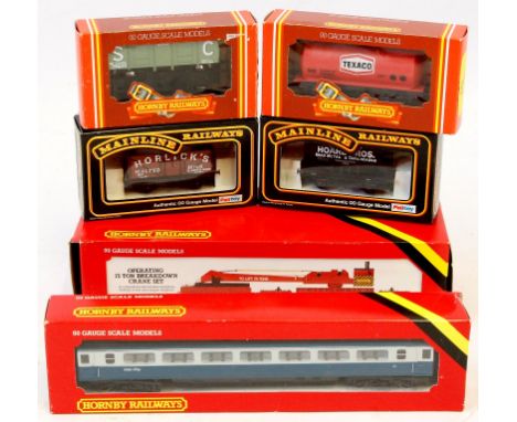 Thirty-six boxed '00' gauge rolling stock items
Comprising eight Hornby carriages, twenty-five Hornby wagons including operat