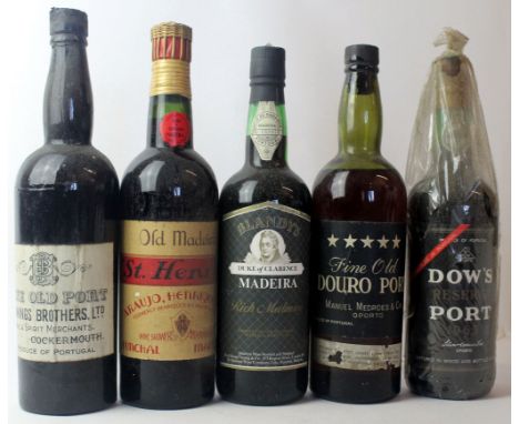 6 bottles mixed Lot Fine Ports and Madeira comprising: 
1 bottle Dows Reserve Colheita 1965 (bottled 1974), 1 bottle Cockburn