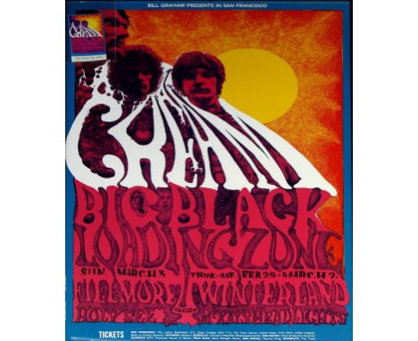 Cream Poster & Ticket
Artist: Lee Conklin. 35”x 24” Framed Poster for 'Filmore/Winterland' Bill Graham presents CREAM, Big Bl