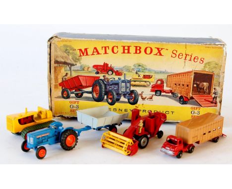 A Matchbox Series boxed G-3 gift set 'Farming Set'
Containing Matchbox Series kingsize no's. K-3 (without blade), K-11 Major 