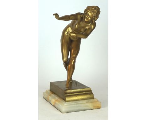 Claire Jeanne Roberte Colinet (French 1880-1950), 'Dancing Girl', Circa 1930
The patinated gilt figure modelled in leaning po