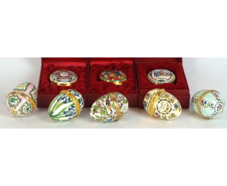 Twelve Halcyon Days enamel trinket boxes and eggs
To include 'Mothers Day 1978', 'Christmas 1996', 'The Clock Tower, Eastgate