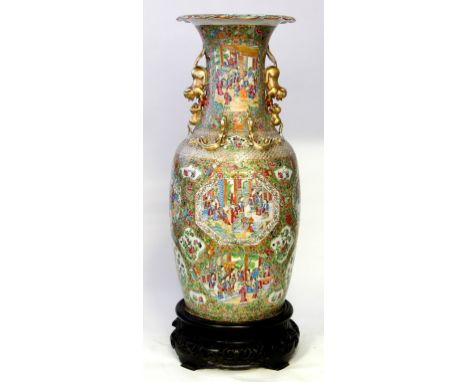 A large and impressive Chinese Canton famille rose vase, Circa 1860 
The baluster form vase, gently rising to a sloped neck a