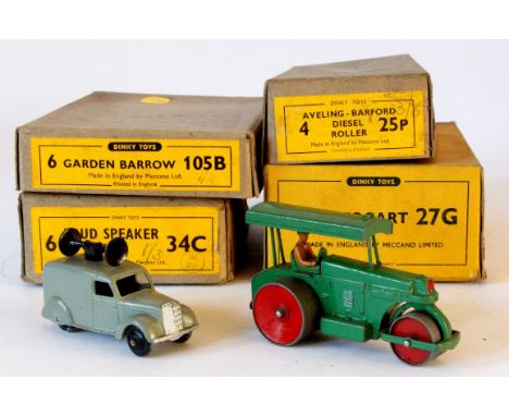 Four Dinky Toys shop boxes
Comprising box for 4 Aveling-Barford diesel rollers no.25P including one roller, boxed 4x 6 Loud S