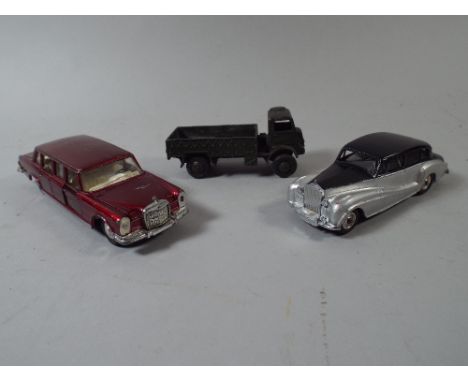 A Collection of Three Dinky Toy Cars Comprising of Mercedes Benz 600, Rolls Royce Silver Wraith and An Army Wagon.