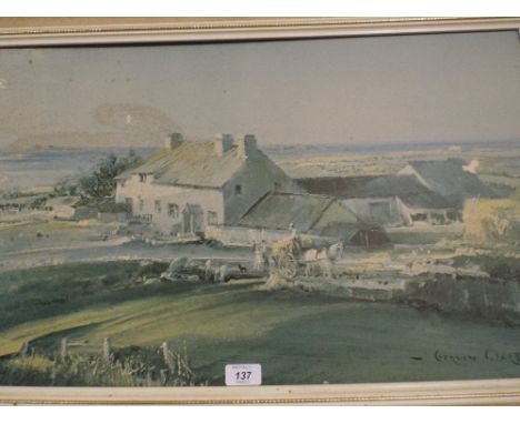 A Framed Print by Vernon Ward Depicting Farm House. 