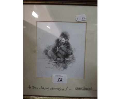 A Signed Print of a Baby Gorilla by David Shepard. 