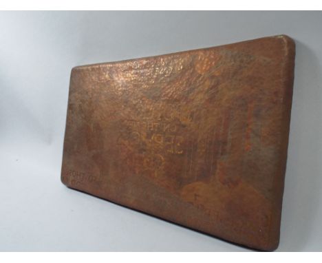 An Early 20th Century Copper Printing Plate Turned Tray, Inscription 'Spot Light on The Services Club, Wolverhampton's Tribut