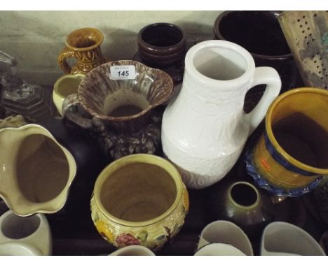 A Tray Containing Various German Vases and Indian Tree Planter Etc. 