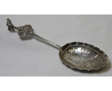 BERTHOLD MULLER DECORATIVE CADDY SPOON WITH IMPORT MARKS 23.69g 