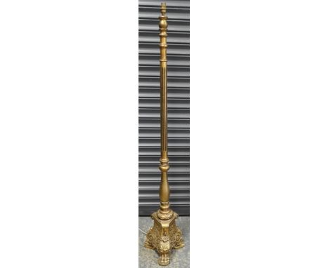 GILDED CARVED LAMP STANDARD 