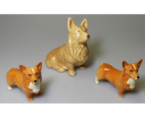 2 SMALL BESWICK CORGIS + SYLVAC CORGI 