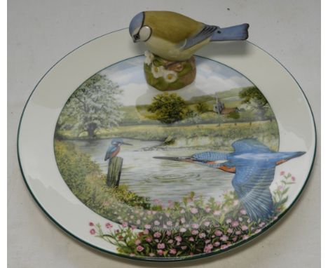 ROYAL DOULTON KINGFISHER PLATE & AYNSLEY BLUE TIT 
