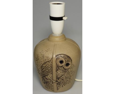 POOLE STONEWARE OWL TABLE LAMP BASE  