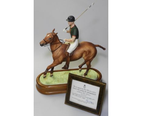ROYAL WORCESTER HRH THE DUKE OF EDINBURGH PLAYING POLO  LTD ED 707/750 + CERTIFICATE 