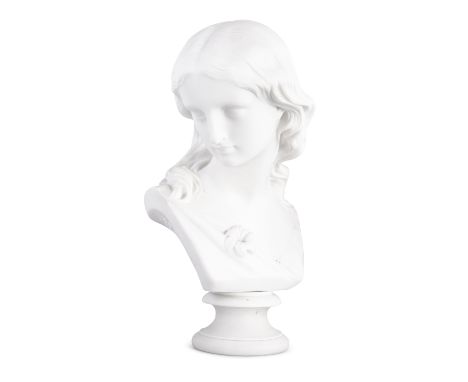 A VICTORIAN COPELAND PARIAN BUST OF PURITY, C.1869, impressed verso 'Ceramic and Crystal Palace Art Union, November 1869, M. 