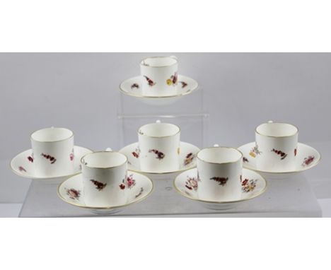 AN EARLY 20TH CENTURY ROYAL WORCESTER PORCELAIN PART COFFEE SET, comprising six coffee cans and saucers, in ivory ground with