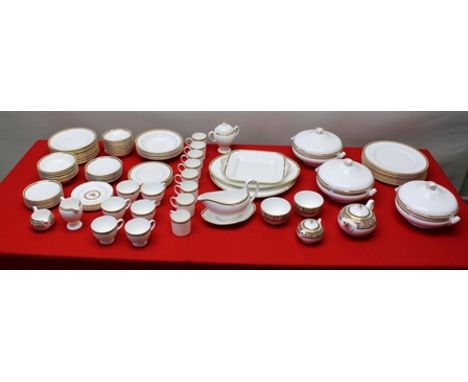AN EXTENSIVE WEDGWOOD "CLIO" PATTERN PORCELAIN TEA AND DINNER SERVICE, including tea cups, coffee cans, tureens, sauce boat o