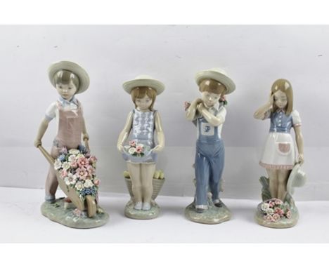 FOUR LLADRO PORCELAIN FIGURES OF CHILDREN, in original card boxes 