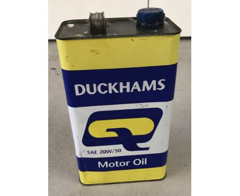 A vintage 4.5 litre Duckhams motor oil can.  