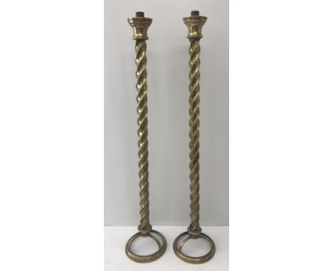 A large pair of vintage twisted stem pedestal stands, possibly parts from a lighting fitment.   Approx. 74cm tall.