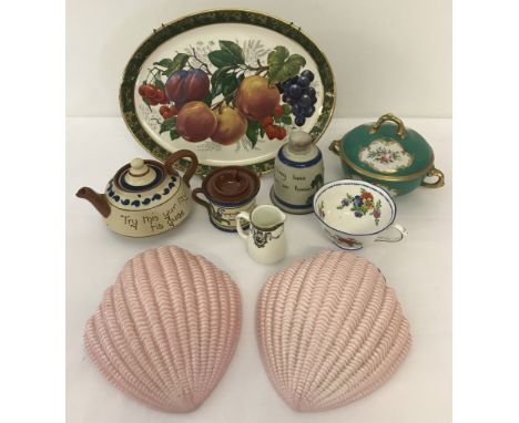 A quantity of assorted ceramic items.  To include a pair of Sylvac wall pockets, 3 pieces of Torquay pottery and continental 