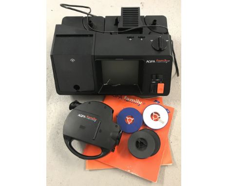 A vintage AGFA Family optical set.  Comprising: movie camera, reels, monitor and instruction booklets. 