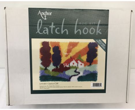 A brand new in box latch hook rug kit by Anchor in a Clarice Cliff design.  