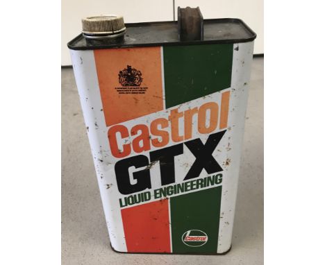 A vintage 5 litre Castrol GTX oil can.  