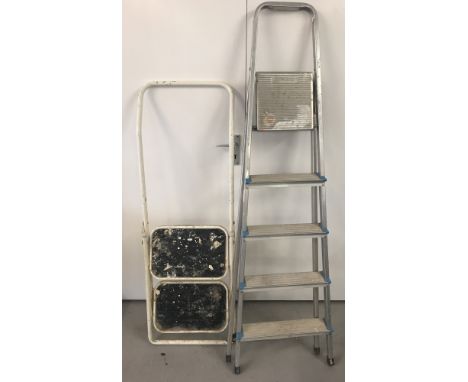 A Beldray aluminium folding step ladder, together with one other.  